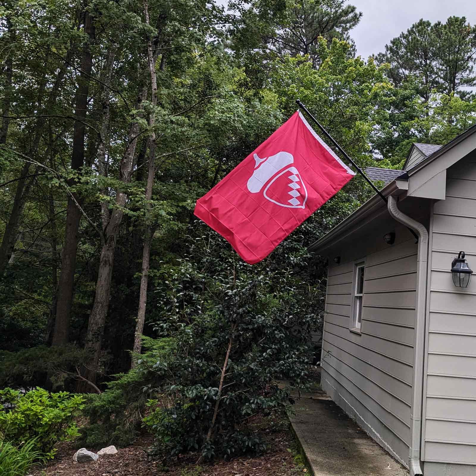 Red Raleigh, North Carolina Flag on a house