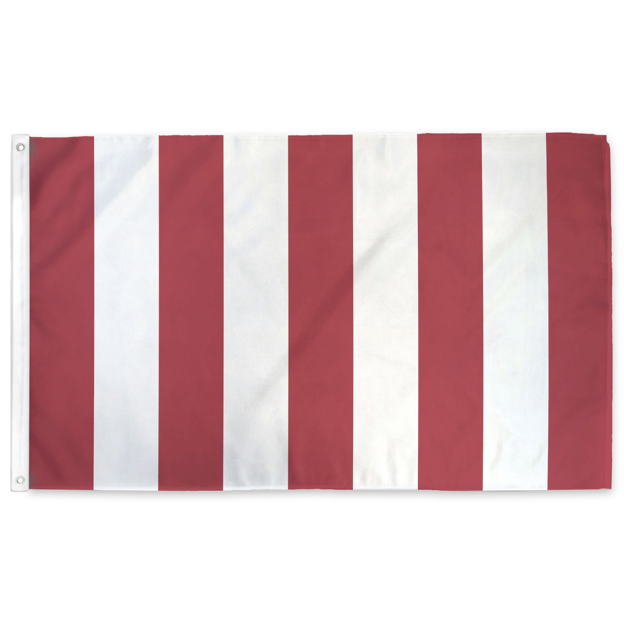 9 Red and white vertical striped flag on a white background