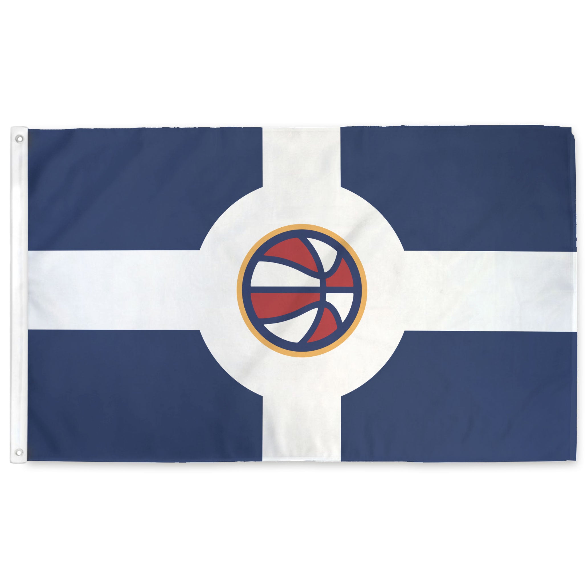 Red & White Indianapolis Basketball City Flag