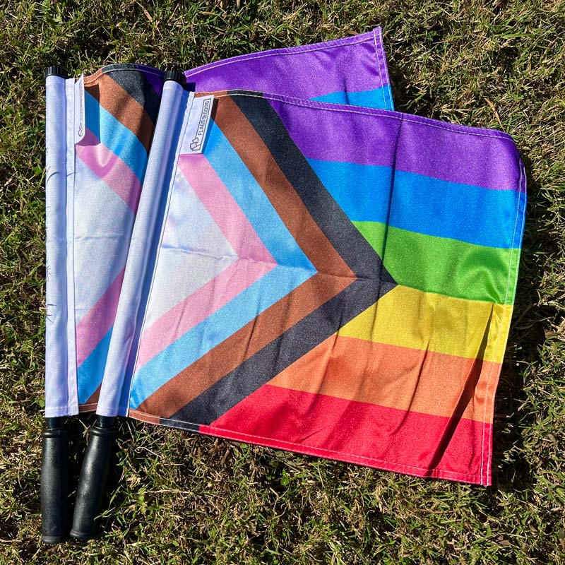 Rugby and Soccer Referee Progress Flag On Poles Set Open Flat Lay  