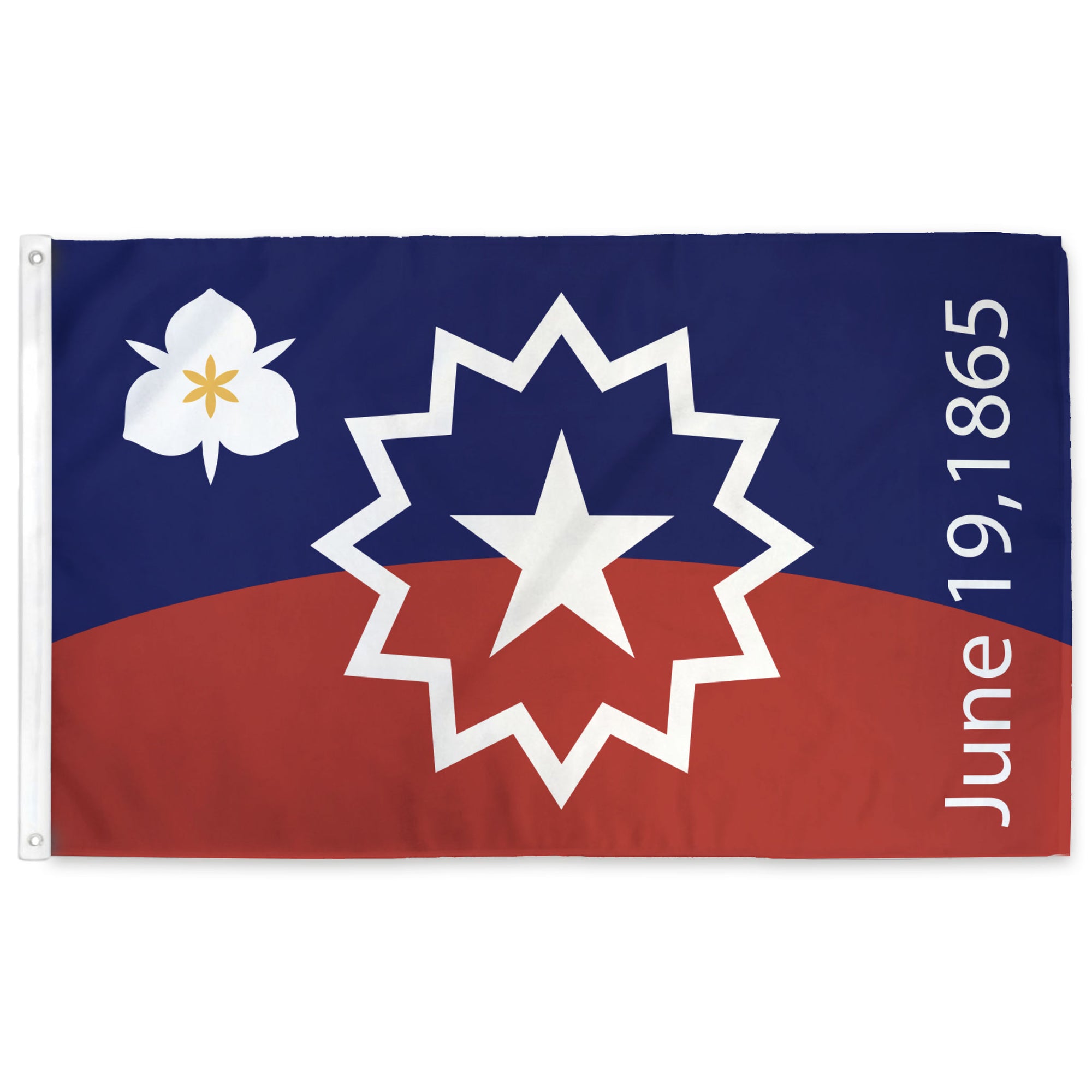 Juneteenth flag with the Sego Lilly of salt lake on there top left