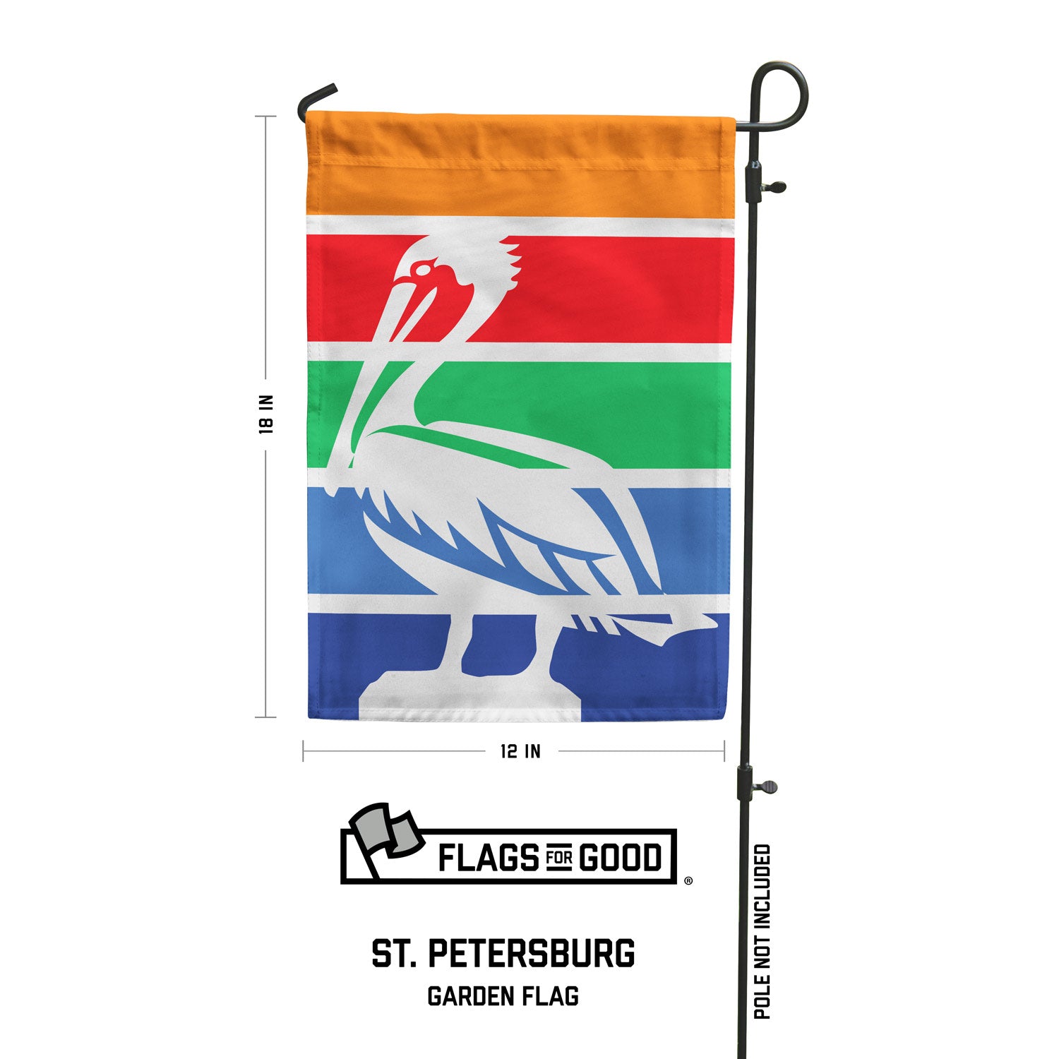 Garden flag of St. Petersburg with dimensions