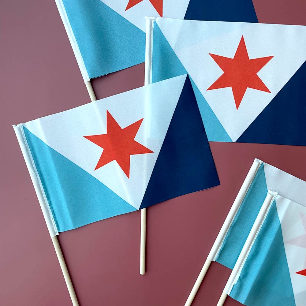 Syracuse handheld stick flag with wooden stick pole