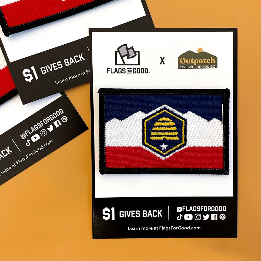 Utah state flag stick on patch collab with outpatch and flags for good 100% recycled