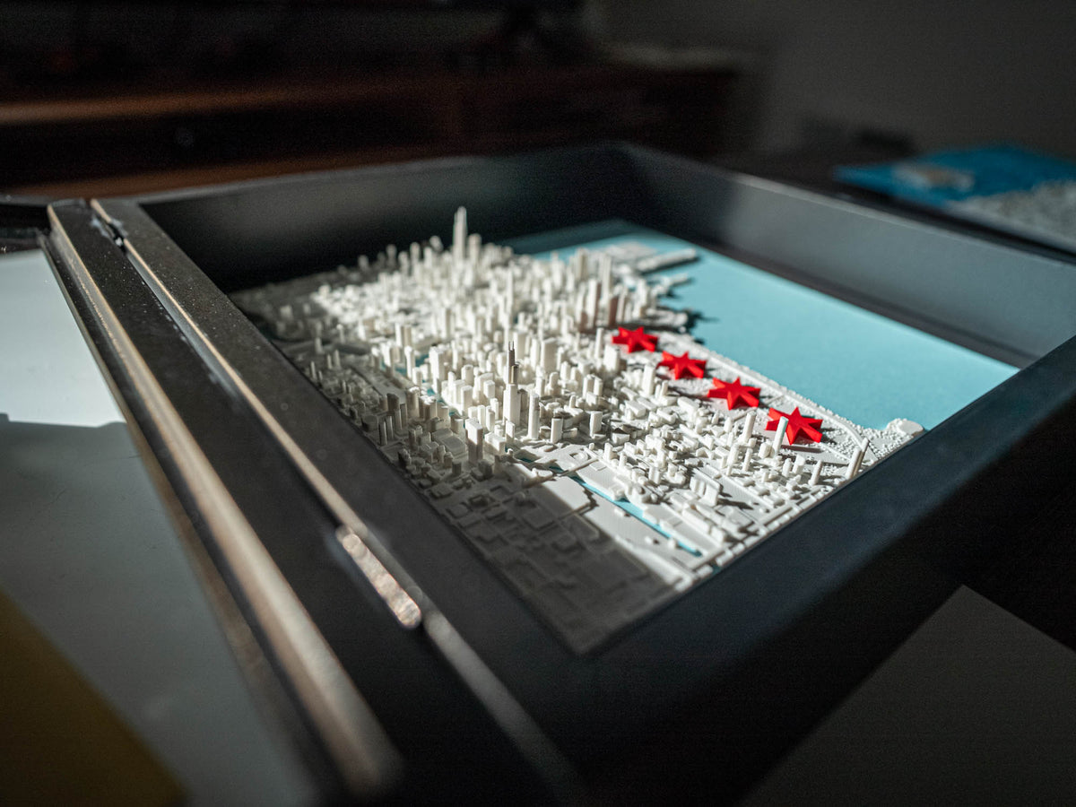 Chicago 3D City Map Framed Shadowbox