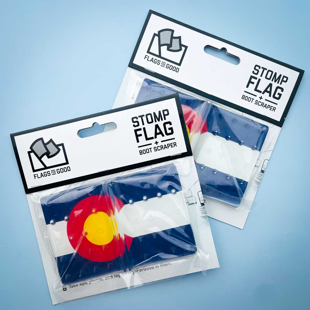 Colorado Flag Snowboard Stomp Pad by Flags For Good and its packaging