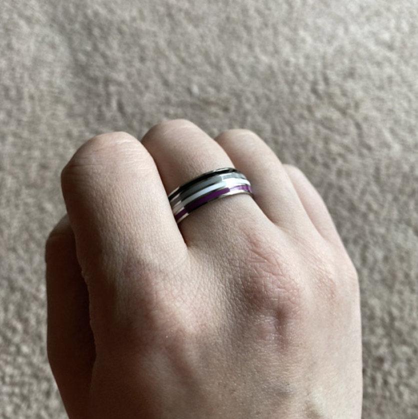 Asexual Pride Stainless Steel Ring