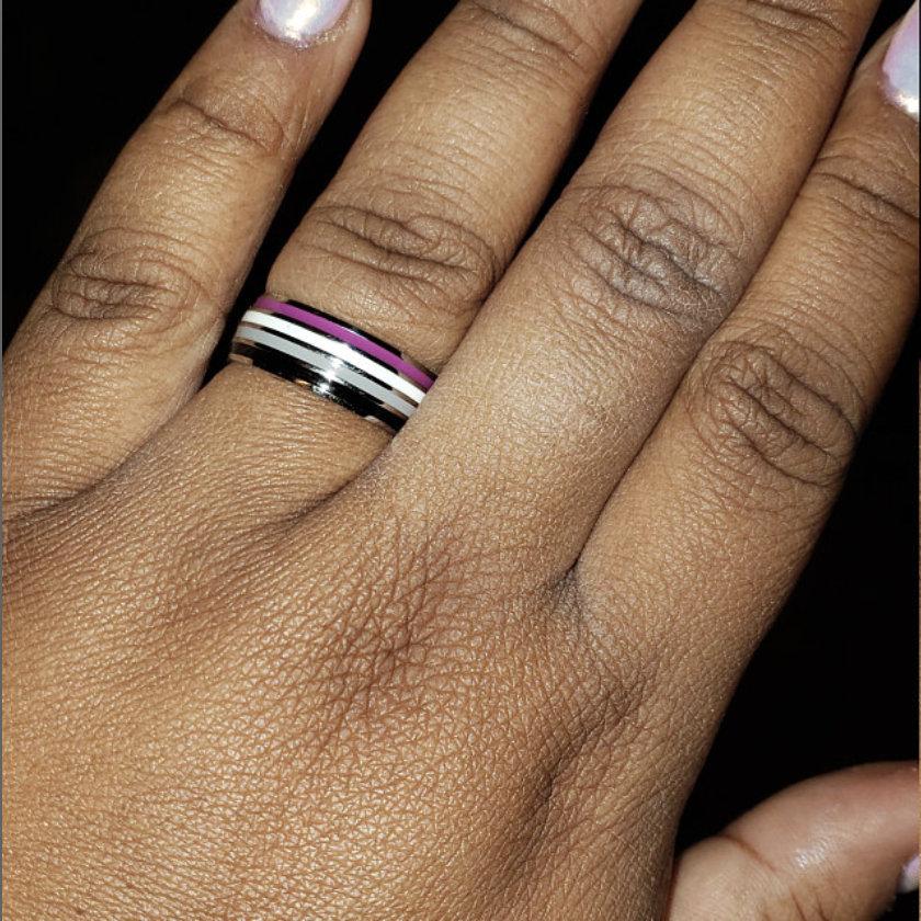 Asexual Pride Stainless Steel Ring