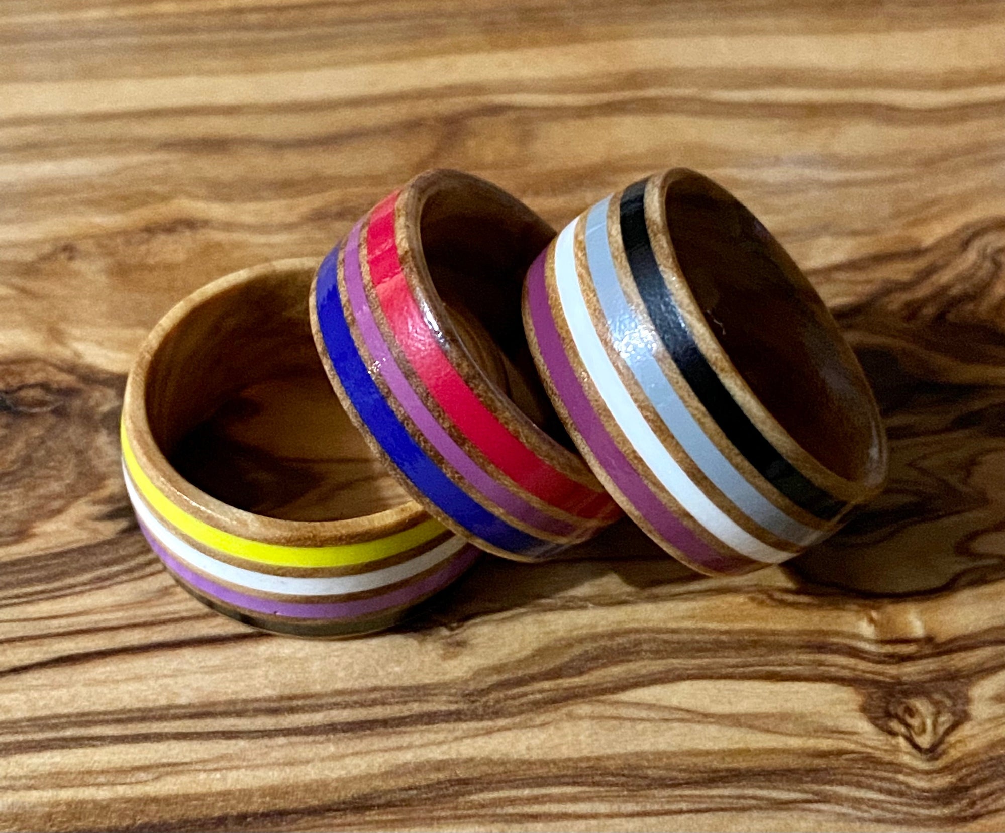 Bisexual Pride Genuine Olive Wood Ring— Limited Edition