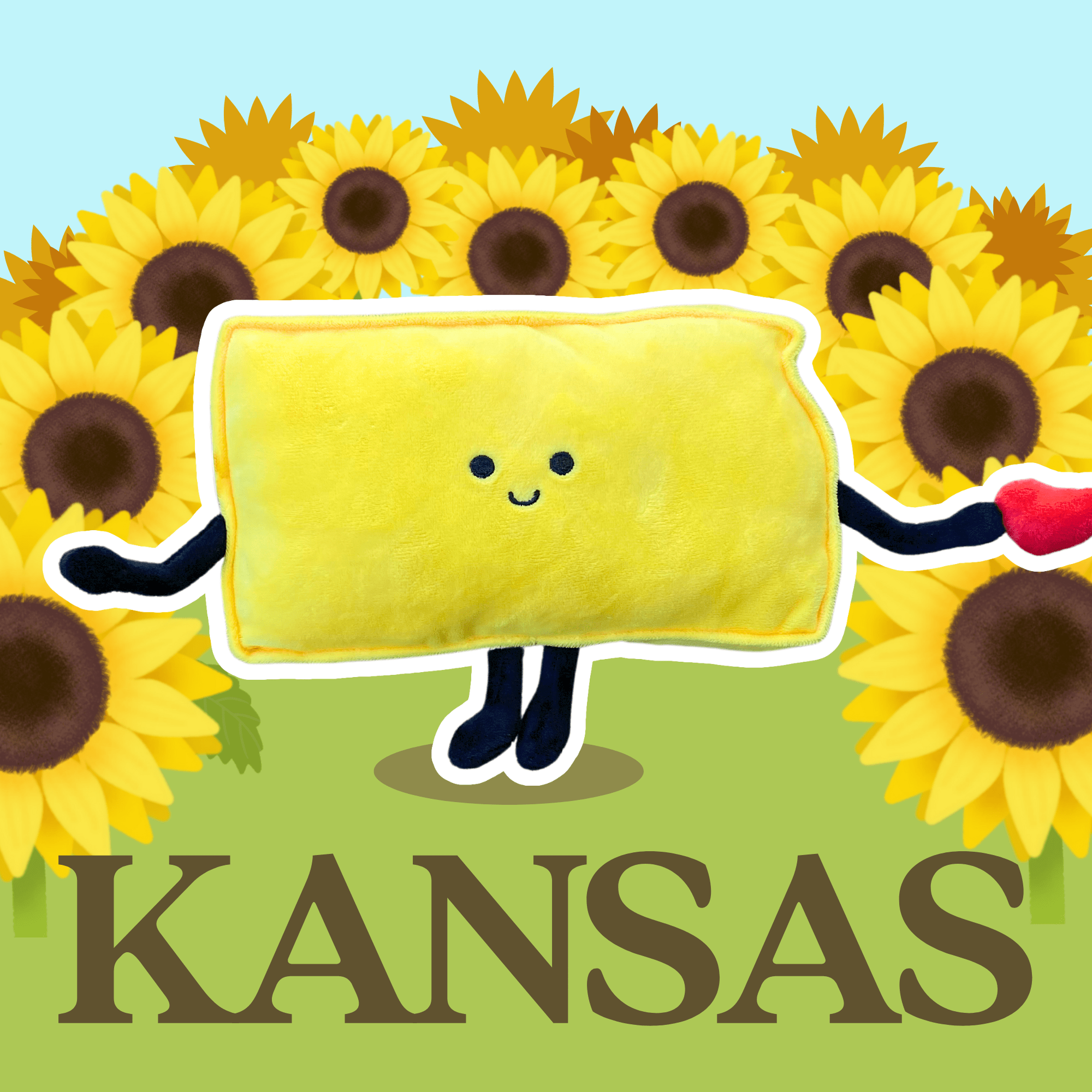 Kansas State-Shaped Plush – Kansas Gift & Home-State Decor