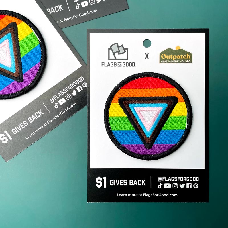 lgbtq safe space stick on patch collab with outpatch and flags for good