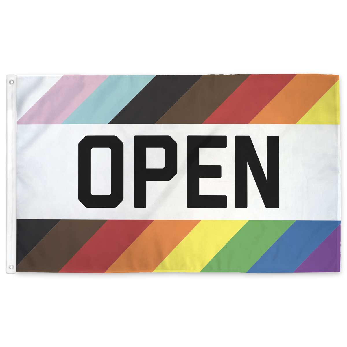 LGBTQ+ Rainbow OPEN Flag - 3ft x 5ft outdoor flag ready for small business