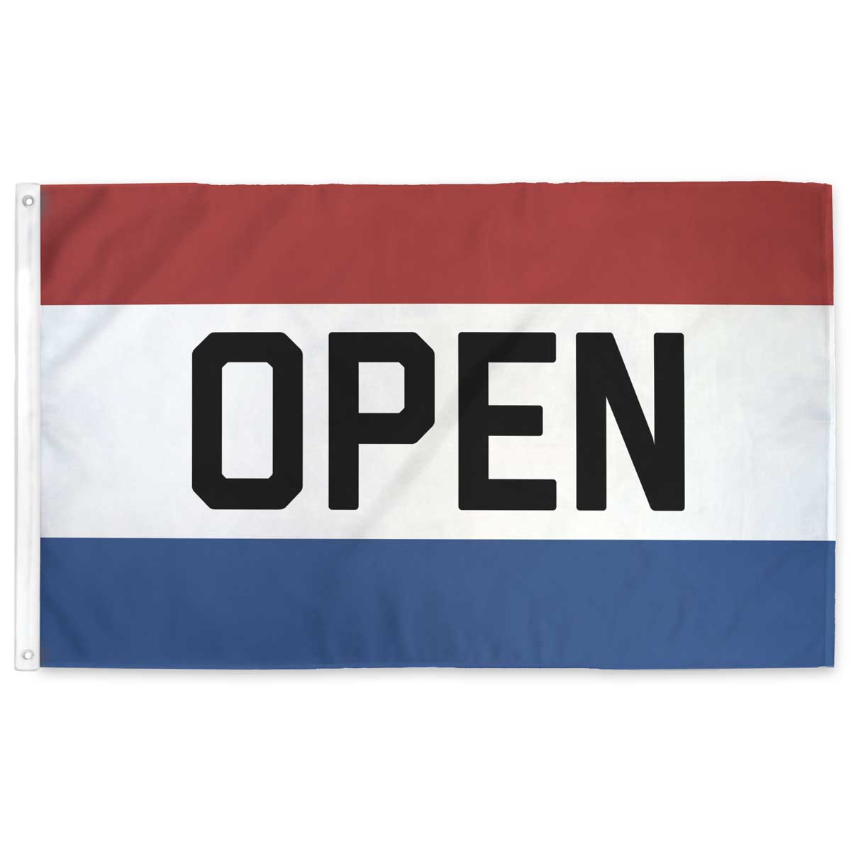 Red White &amp; Blue OPEN Flag - 3ft x 5ft outdoor flag ready for small business
