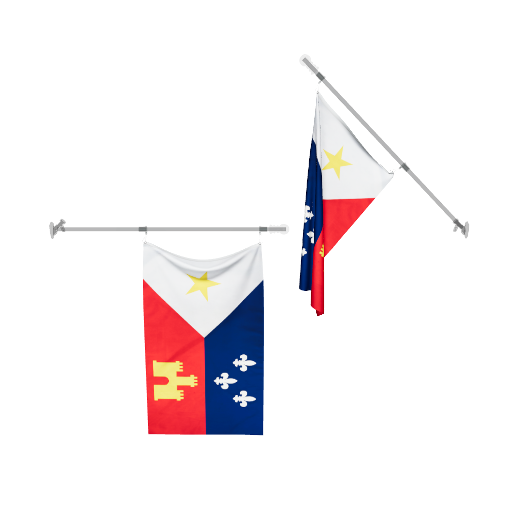 Acadiana Flag 3D model with a flag pole