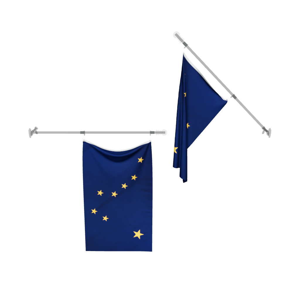 Alaska State Flag 3D model on a flag pole