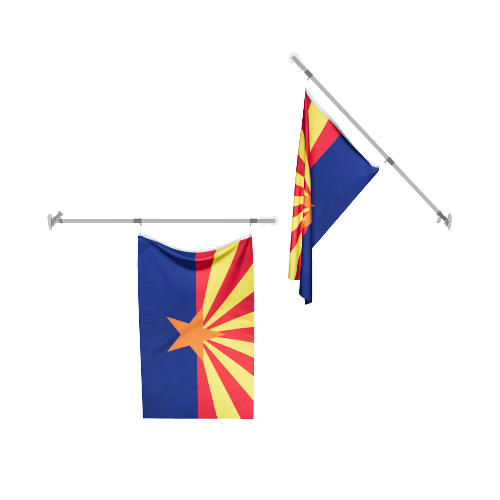 Arizona State Flag 3D Model on a flag pole