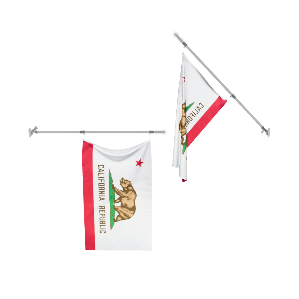 California State Flag 3D model on a flag pole