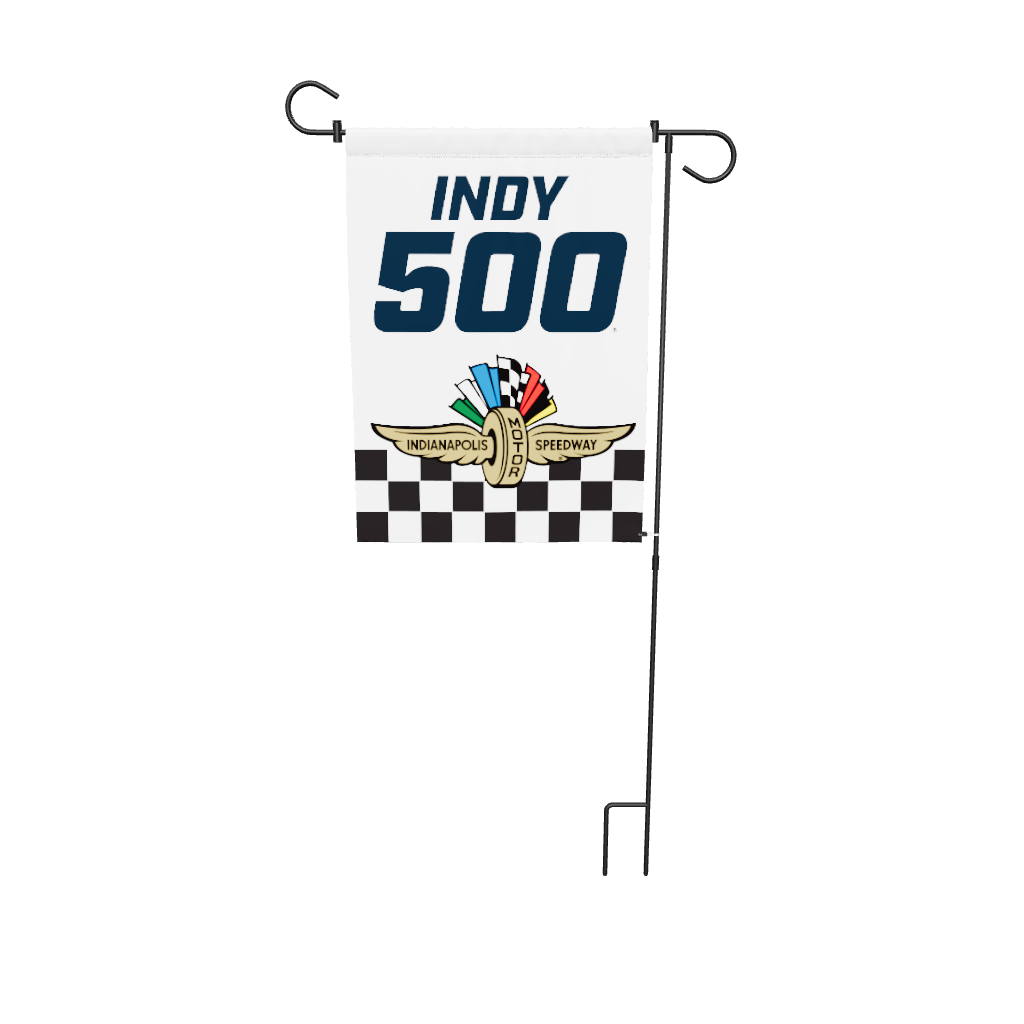 Indy 500 Indianapolis Motor Speedway Logo Checkered Garden Flag.