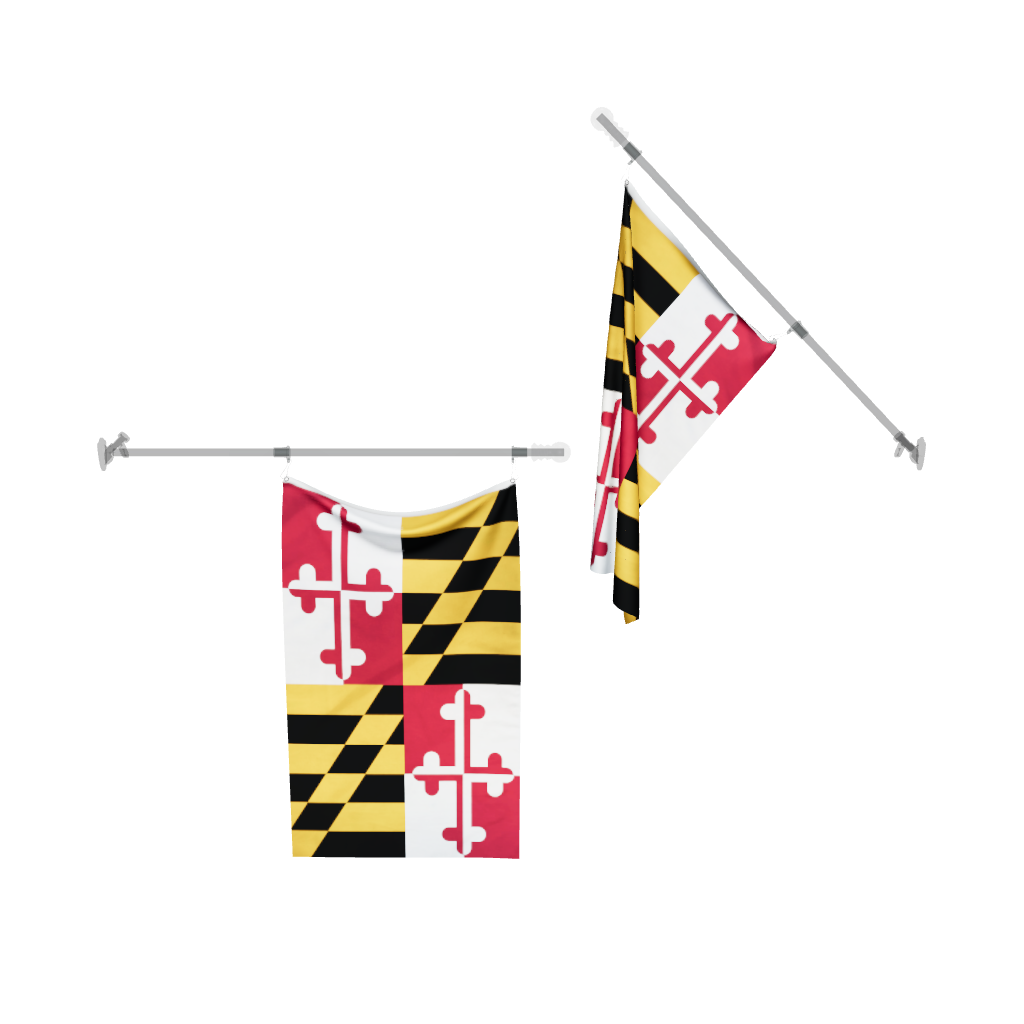 Maryland State Flag 3D model on a flag pole