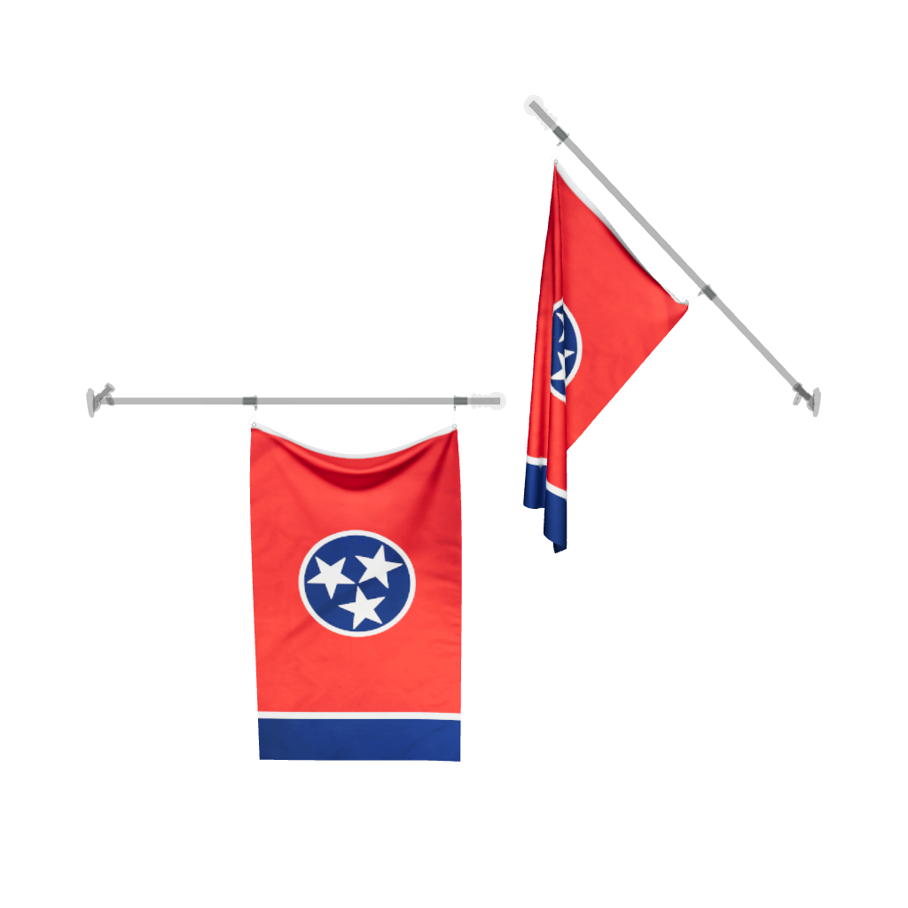 Tennessee State Flag 3D Model on a flag pole