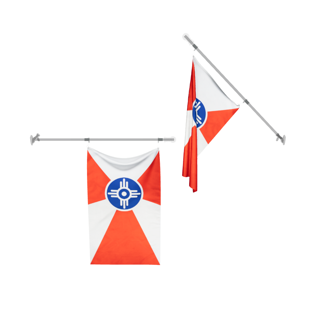 Wichita City Flag 3D model on a flag pole