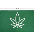 3ft x 5ft Marijuana flag with outlined pot leaf and a green background