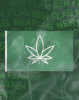 3ft x 5ft 420 Marijuana Leaf Weed Flag with outlined pot leaf and a green background