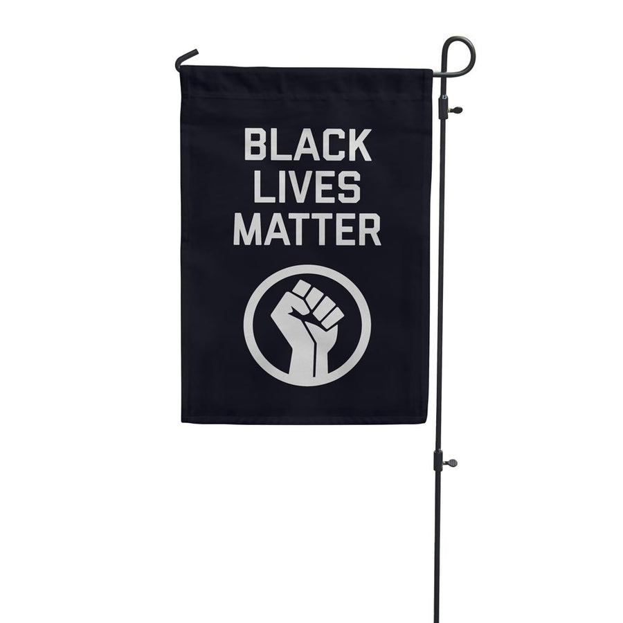 Black lives matter with raised fist garden flag