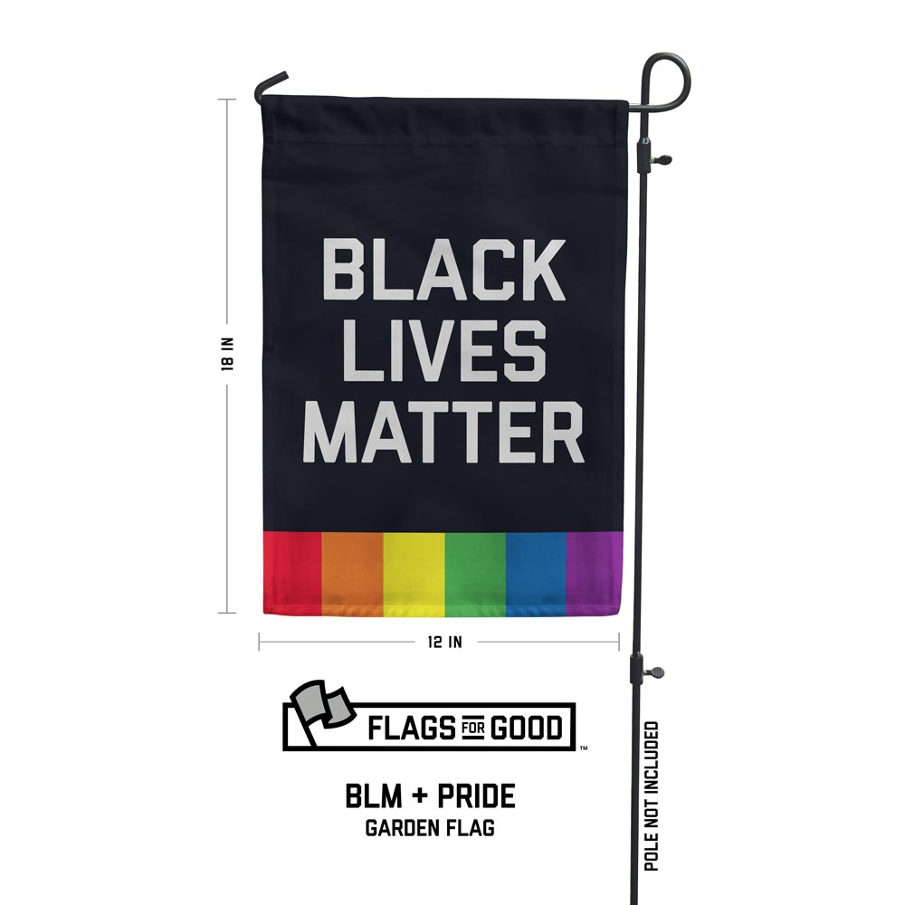 BLM Pride Garden Flag measuring 12 by 18 inches