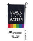 BLM Pride Garden Flag measuring 12 by 18 inches