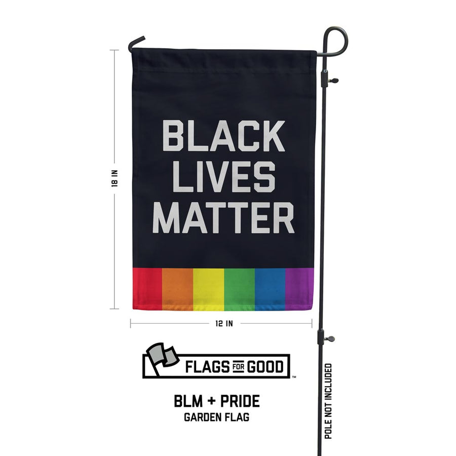 BLM Pride Garden Flag measuring 12 by 18 inches