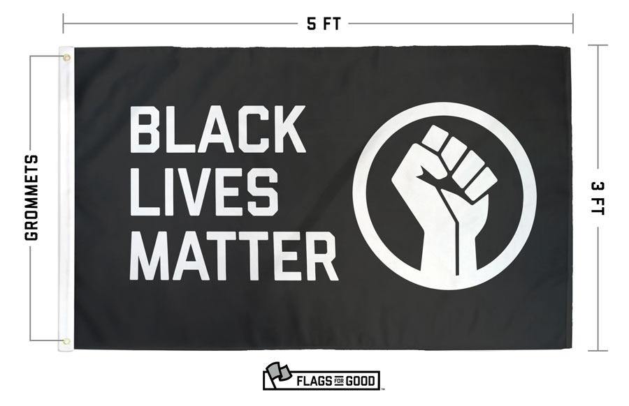 black lives matter and BLM fist flag