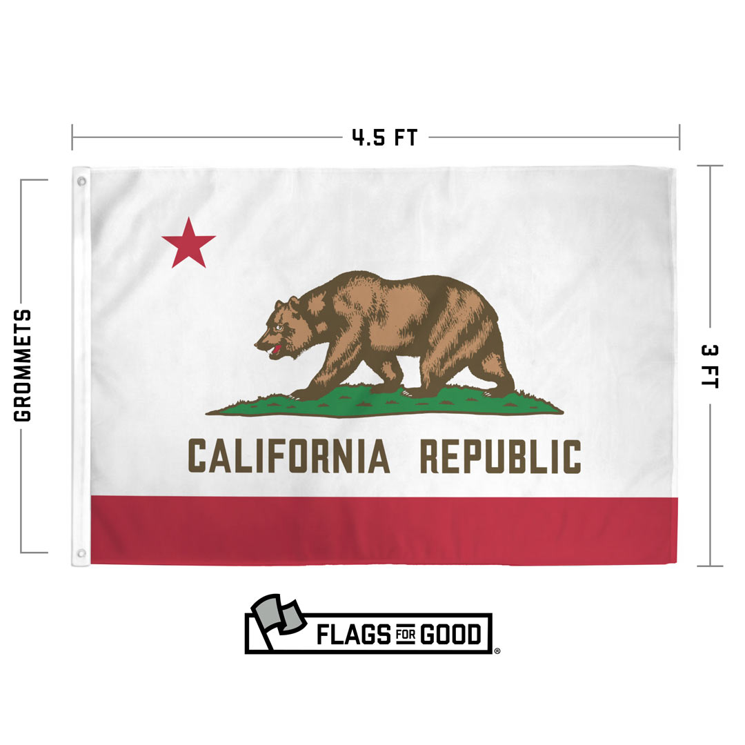 california state flag measuring 3 by 4.5 feet with two grommets on the left side