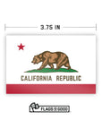 California state flag sticker measuring 2.5 by 3.75 inches