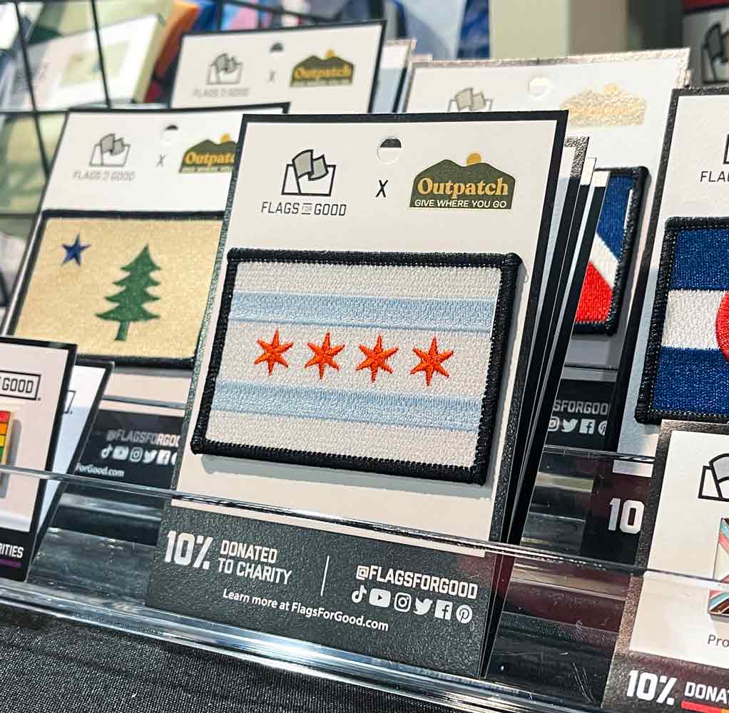 Chicago flag patch in a display