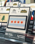 Chicago flag patch in a display