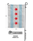 Chicago garden flag measuring 12 by 18 inches