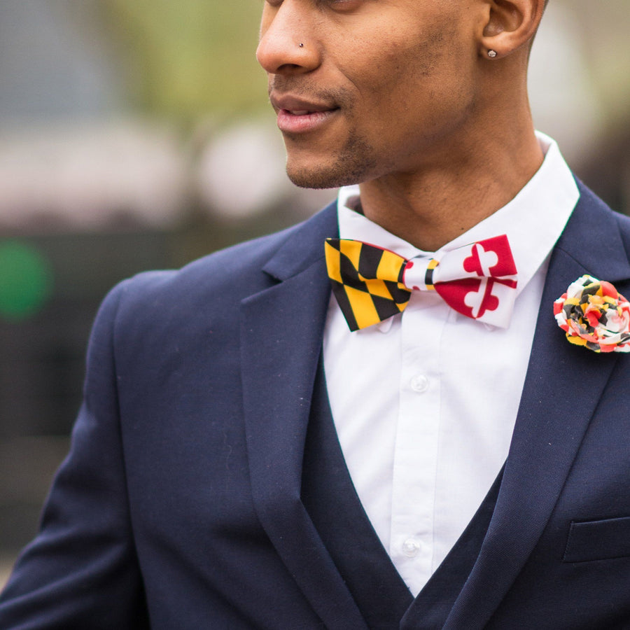 Calvert & Crosslands Sides Maryland Flag / Pre-Tied Bowtie by Route One Apparel
