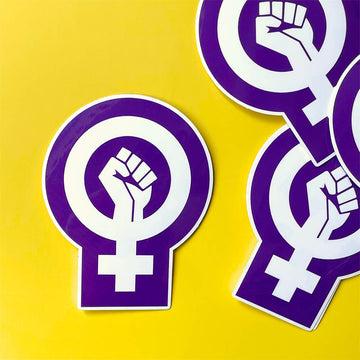 feminist symbol with custom fist vinyl sticker