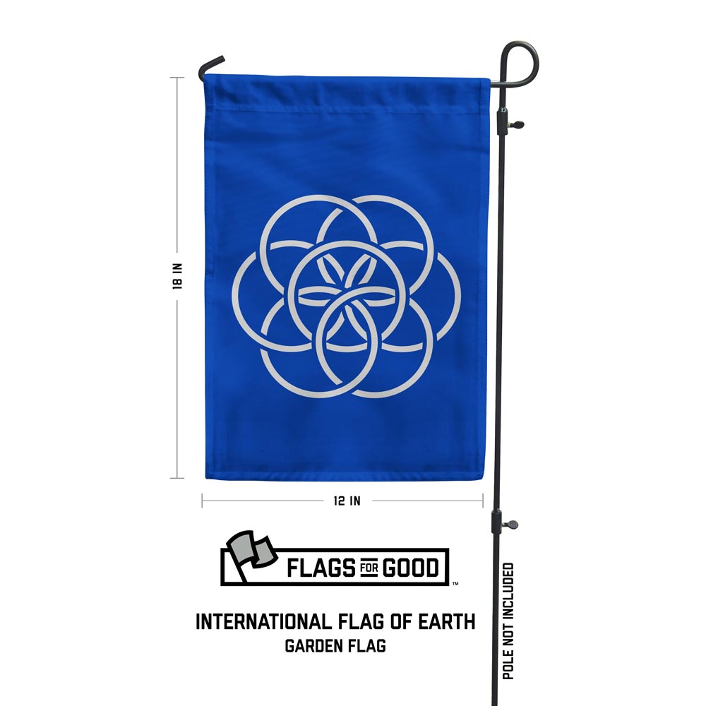 Planet Earth Garden Flag measuring 12 by 18 inches