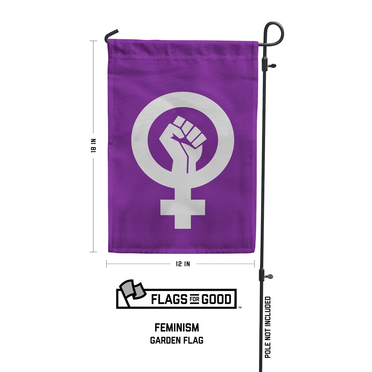 Feminism garden flag measuring 12 by 18 inches