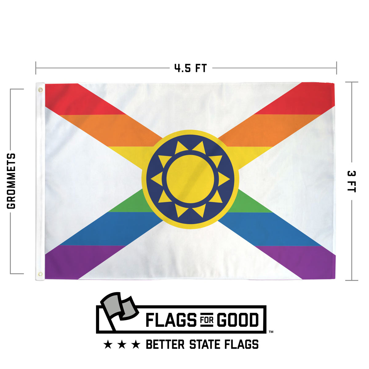 Florida rainbow pride flag measuring 3 by 4.5 feet