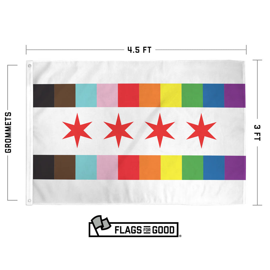Chicago gay pride flag measuring 3 by 4.5 feet 