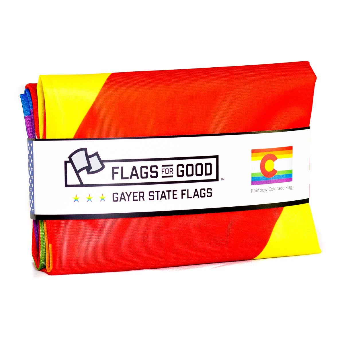 rainbow colorado state flag folded and packaged