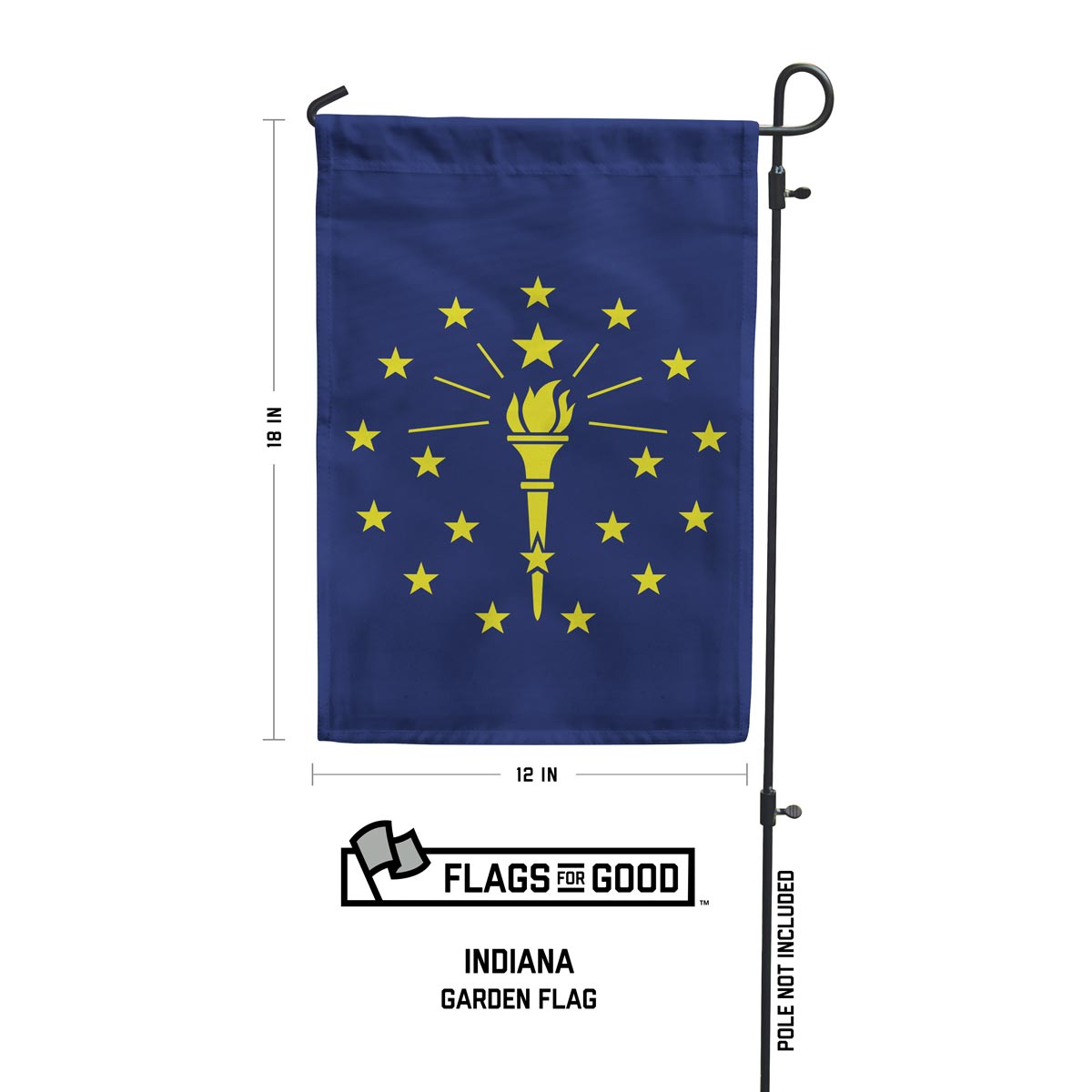 Indiana Garden flag measuring 12 by 18 inches