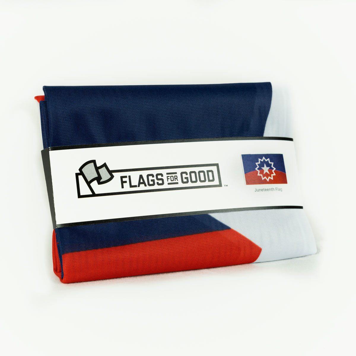 official juneteenth flag by Flags For Good folded and packaged