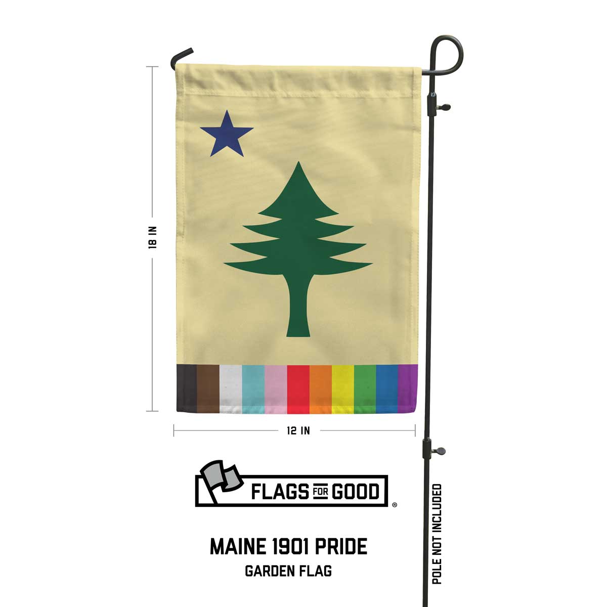 Maine 1901 LGBTQ+ Pride Garden Flag Specs