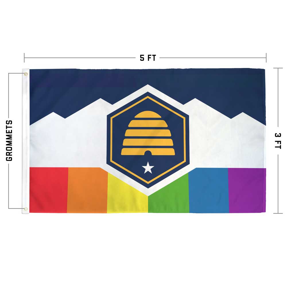 Utah LGBTQ+ Pride Flag | Rainbow Beehive Flag