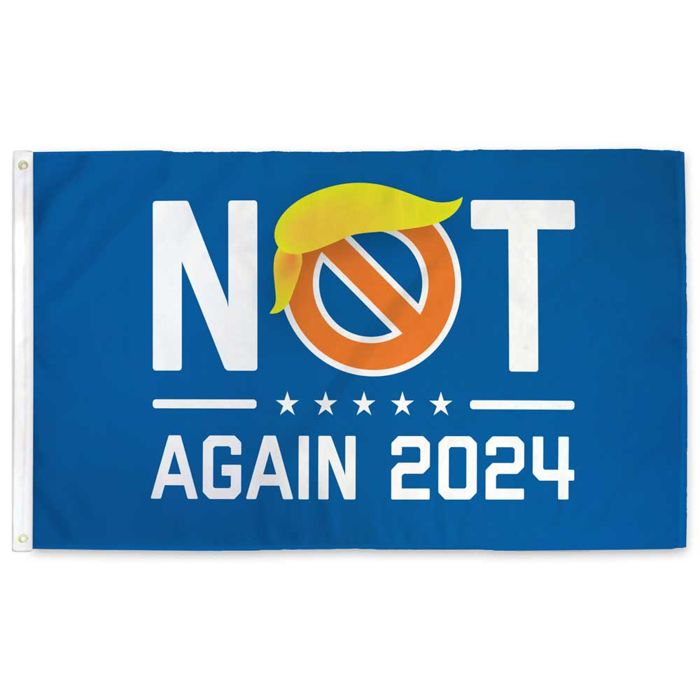 &quot;Not Again 2024&quot; Anti-Trump Blue Flag