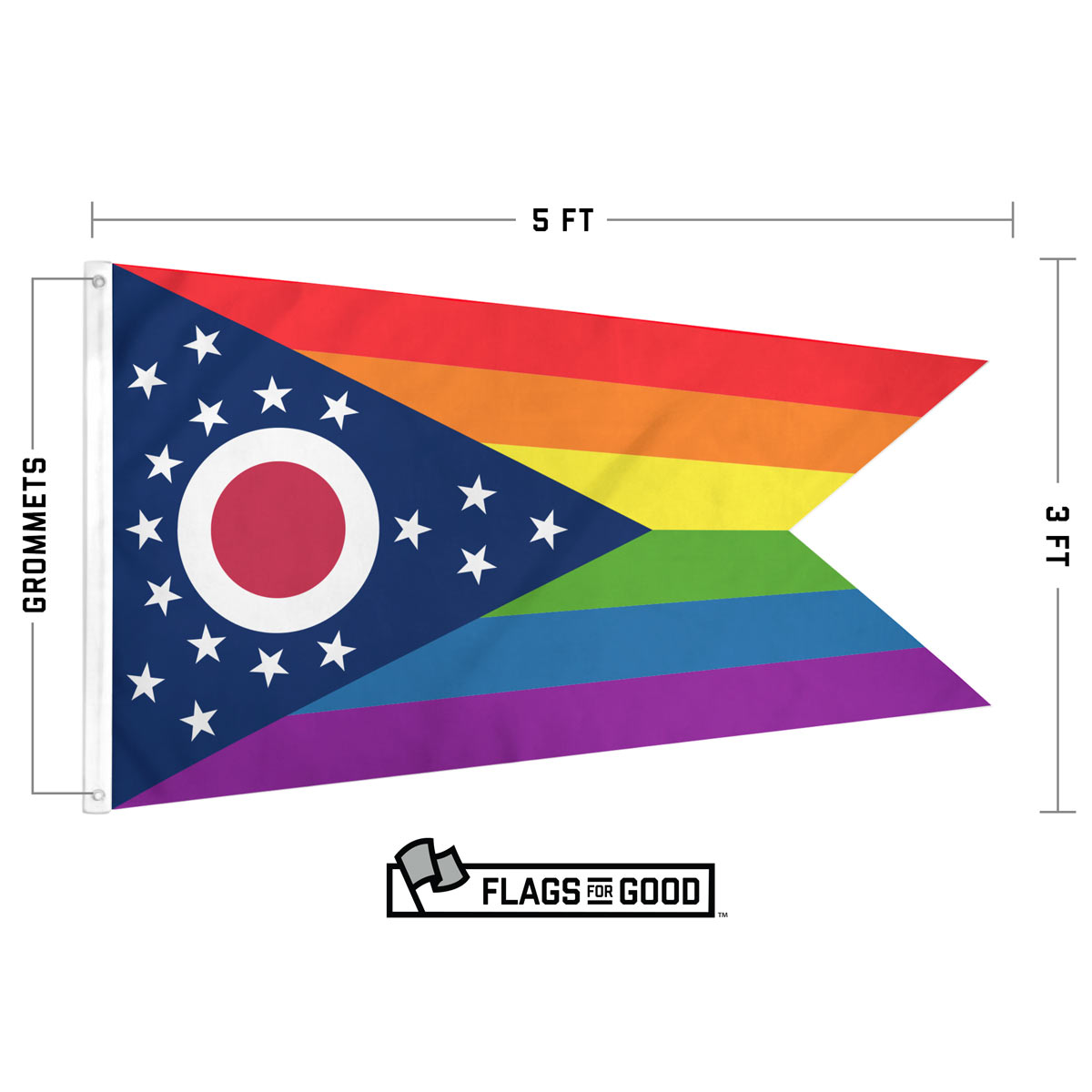Ohio LGBTQ+ Rainbow Pride Flag Specs